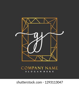 GJ Initial Handwriting logo template vector
