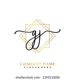 GJ Initial Handwriting logo template vector