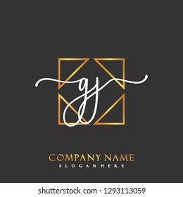 GJ Initial Handwriting logo template vector