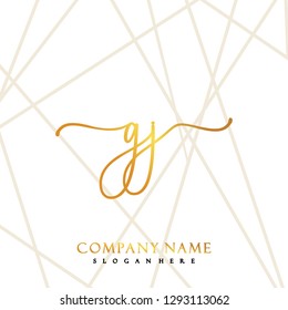 GJ Initial Handwriting logo template vector