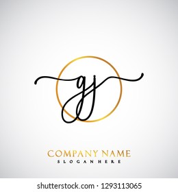 GJ Initial Handwriting logo template vector