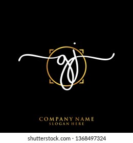 GJ Initial handwriting logo template