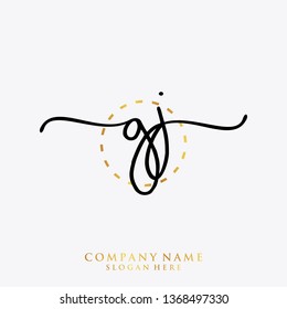 GJ Initial handwriting logo template
