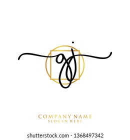 GJ Initial handwriting logo template