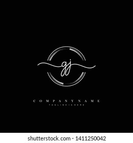 GJ initial handwriting logo template vector