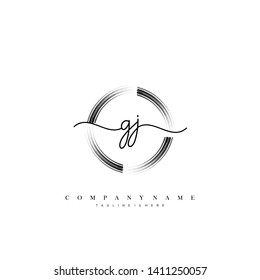 GJ initial handwriting logo template vector