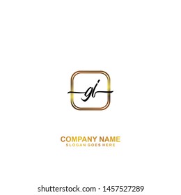 GJ Initial handwriting logo template vector