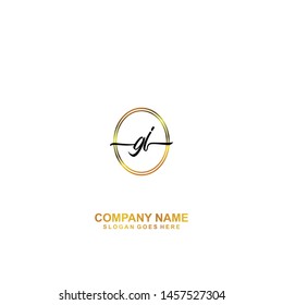 GJ Initial handwriting logo template vector