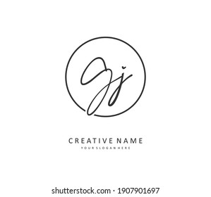 GJ Initial letter handwriting and  signature logo. A concept handwriting initial logo with template element.