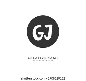 GJ Initial letter handwriting and  signature logo. A concept handwriting initial logo with template element.