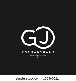 GJ Initial letter logo in round white monogram circle on black background
