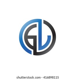 GJ initial letters loop linked circle logo blue black