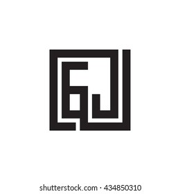 GJ initial letters looping linked square monogram logo