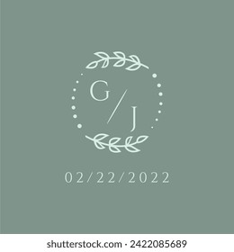 GJ initial modern monogram wedding with creative circle line