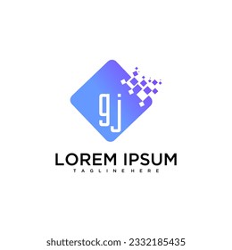 GJ initial monogram for technology logo with square style design