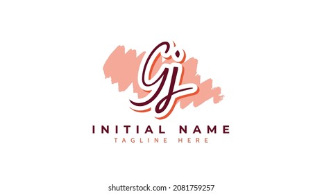 Gj Initials, handwriting logo vector