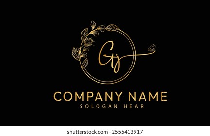 GJ J G  initial signature logo template vector