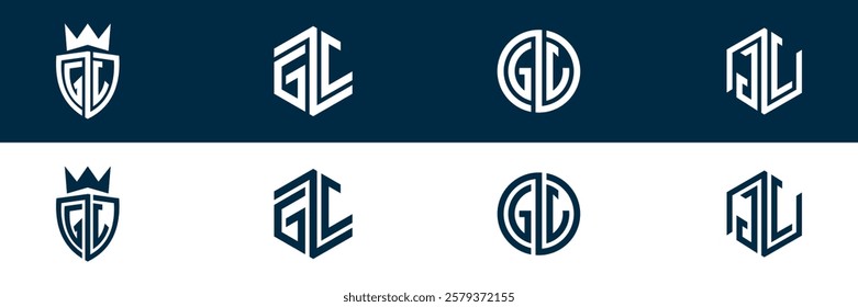 GJ JG letter logo set design