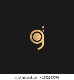 Gj or JG logo vector. Initial letter logo, golden text on black background