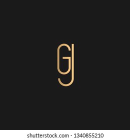 GJ or JG logo vector. Initial letter logo, golden text on black background