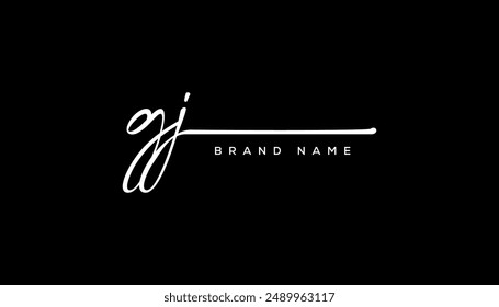 GJ letter beauty handwriting vector logo.