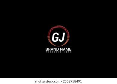 Diseño de logotipo de letra GJ. círculo, triángulo, hexágono, estilo plano y simple con logo de letra de variación de color blanco en una mesa de trabajo. GJ minimalista