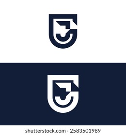 GJ letter logo in shield shape.