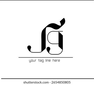 Logotipo de letra GJ: emblema de tipografía G y J superpuesto con estilo