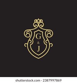 GJ line vintage initial logo in high quality professional design that will print well across any print media