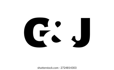 Design do logotipo GJ em estilo negrito. Símbolo de identidade branco preto. Emblema de tipografia moderna. ícone Marca corporativa. Modelo de negócios mínimo.