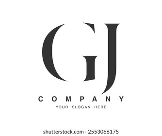 GJ logo design. Initial letter g and j serif font style. Creative classic company name typography. Trendy logotype or identity. Vector illustration.