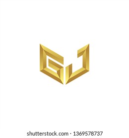 GJ Logo letter initial 3d designs templete with gold colors