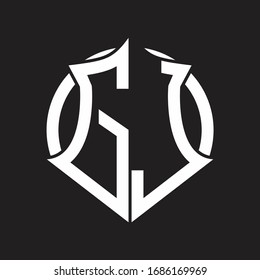 GJ Logo monogram with emblem and circle rounded design template