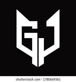 GJ Logo monogram with fox head shape design template