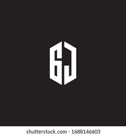 GJ Logo monogram with hexagon shape style design template isolated on black background