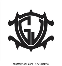 GJ Logo monogram isolated with frame shield shape design template