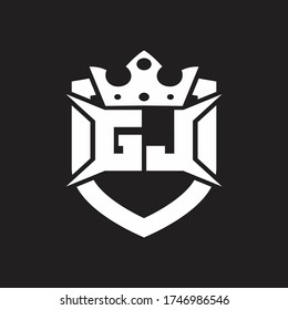 GJ Logo monogram isolated with shield and crown design template