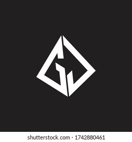 GJ Logo monogram with standout triangle shape ribbon design template