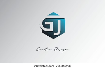 GJ Símbolo de Espaço Negativo Abstrato de Forma de Polígono Mínimo para Uso de Marca"