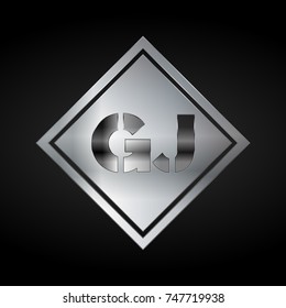 GJ Monogram, Silver Logo, Metal Logo, Luxury, Elegant, Abstract, square