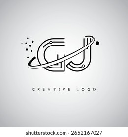 GJ Orbit Monogram Logo – Futuristic Minimal Letter mark with Circular Line Art, Tech-Inspired Dots and Space Motion Concept for Modern Branding Identity