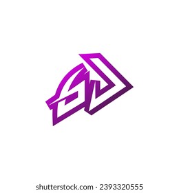 Soporte inicial del logotipo del emblema GJ Premium y concepto de diseño de juegos