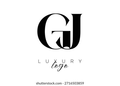 GJ Serif Letter Monogram Typography Logo for Elegant Premium Branding Identity