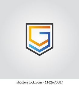 GJ shield shape Letter logo design template