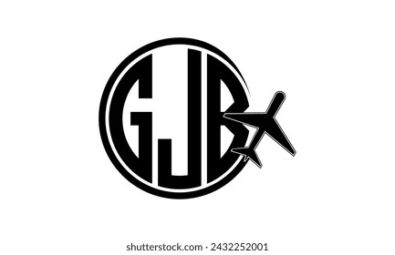 GJB initial letter tour and travel agency circle logo design vector. hajj Umrah agency, abstract, tourism agency, tourist guide, emirates, airlines, airplane flight, business, monogram, brand, company