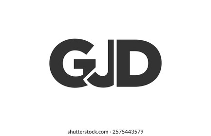 GJD logo design template with strong and modern bold text. Initial based vector logotype featuring simple and minimal typography. Trendy company identity ideal for businesses brand presence.