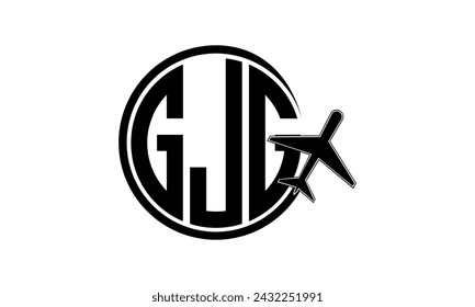 Vector de diseño del logotipo del círculo de la agencia de viajes y del tour de la carta inicial de GJG. agencia de hajj Umrah, abstracto, agencia de turismo, guía turístico, emiratos, aerolíneas, vuelo del avión, negocio, monograma, marca, empresa