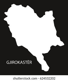 Gjirokaster Albania map black inverted silhouette illustration