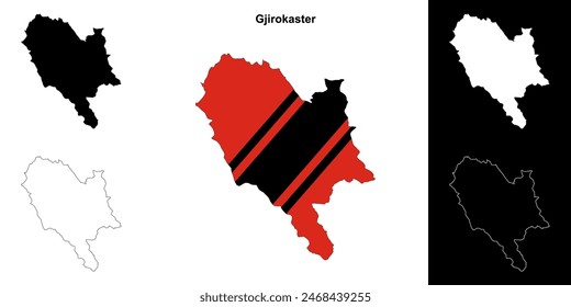 Gjirokaster county outline map set