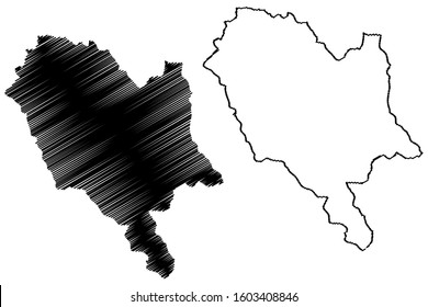 Gjirokaster County (Republic of Albania) map vector illustration, scribble sketch Gjirokaster map